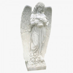 Скульптура из мрамора S_43 Ангел стоящий с цветами в руках